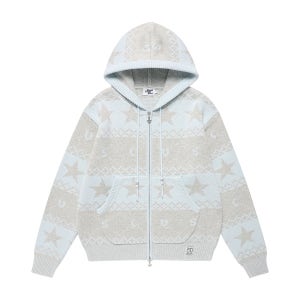 카비시 노르딕 니트 집업 후디 블루 CV2FFUK600AIV