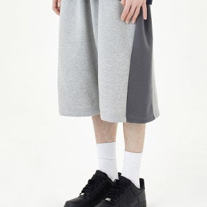 이지 배색 와이드 버뮤다 쇼츠 팬츠 _그레이 ULZT_4202