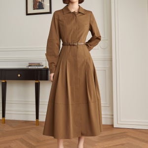YY_Roman holiday pleated shirt dress