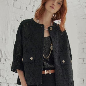 레이스 라운드넥 케이프 여름 자켓