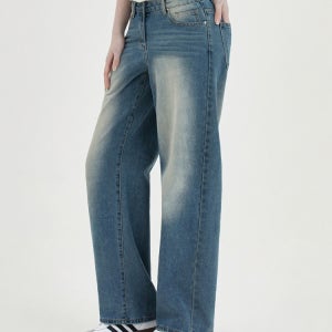 클래식 우먼 와이드 워싱 데님 팬츠_옐로우블루 [ULZD_3051]