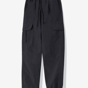 [나일론] 세미 와이드 스트링 카고팬츠 [블랙]