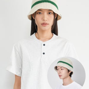 TT35AACU25_STRIPE KNIT BUCKET HAT
