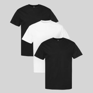 [3PACK] 6.0oz 베이직 무지 반팔 티셔츠 남녀공용 화이트/블랙