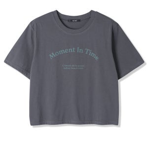 여성 모먼트 레터링 포인트 크롭 반팔티 (CH-GREY) (HBRSTA2)