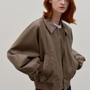 VEGAN LEATHER BLOUSON_BROWN