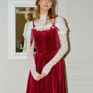 Cest_Holiday velvet sleeveless dress