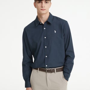 코튼 클래식 셔츠_네이비_남성