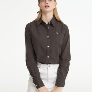 코튼 클래식 셔츠_차콜카키_여성