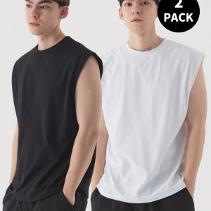 [2 PACK] 스포츠 오버핏 슬리브리스 (2color)
