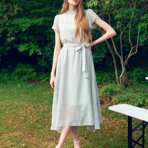 ELLA Mock neck Petal Sleeve Strap Dress_Mint