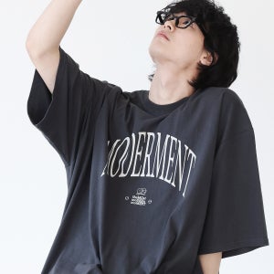 핀 로고 오버사이즈 반팔 티셔츠 [차콜]