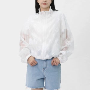 여성 썸머 윈드브레이커 시스루 아우터 살안타템 여름긴팔 LLEET009