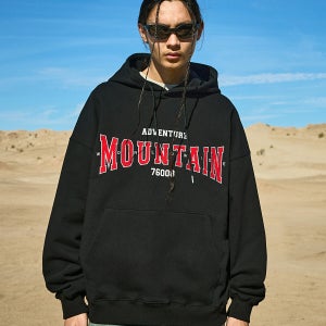 월드 마운틴 자수 로고 피그먼트 후드 티셔츠 FHT713-Z 4color