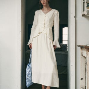 PM_Ruffle sleeves top and skirt set_PALE YELLOW