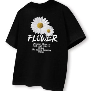 고딕 플라워 반팔 티셔츠 남녀공용 빅사이즈 ORA_0229