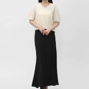 여성 새틴스커트 머메이드 글로시 허리밴딩 롱 스커트 LRNV002