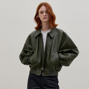 VEGAN LEATHER BLOUSON_KHAKI