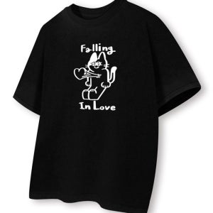 심쿵 고양이 반팔 티셔츠 남녀공용 빅사이즈 ORA_0186