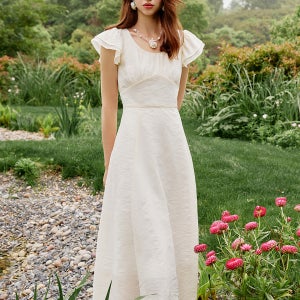 WD_Vacation ruffle sleeve dress