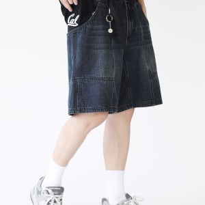 유틸리티 포켓 벨티드 데님 쇼츠 [다크블루]