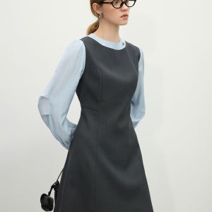 WD_Ribbon fake two-piece short dress