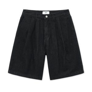 퓨어 워싱 투 턱 데님 쇼츠 WASHED BLACK