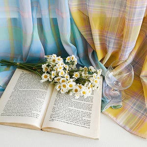 캔디 체크 쉬폰 가리개 창문 커튼 3size