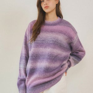 W/올웨이즈 그라데이션 스트라이프 울 니트(2color)