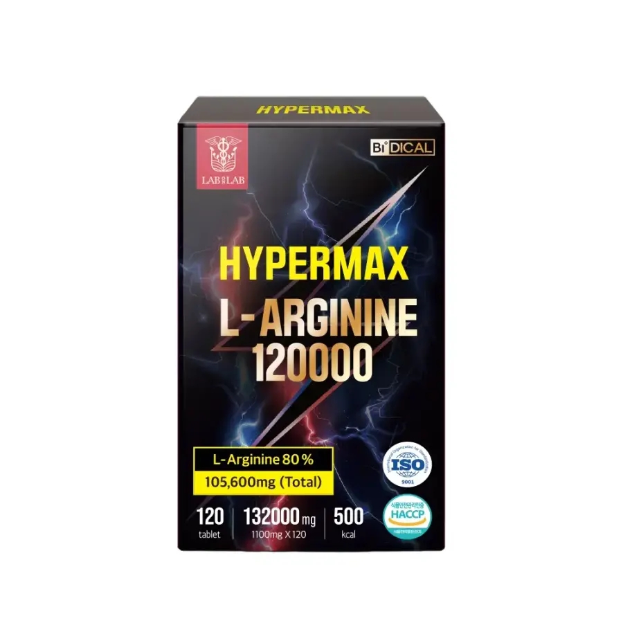 <b>랩온랩</b> 하이퍼맥스 엘 L <b>아르기닌</b> 마카 120000 초고함량 남성 활력 120정, 1개