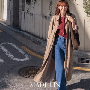 [베스트특가 2만원 할인]MADE LIN모에르 골드버튼 촉촉 바스락 트렌치 코트 [size:F(55~77)]