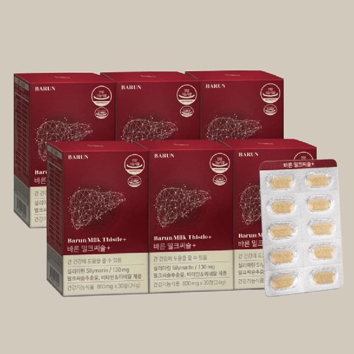 바른 기타 <b>바른 밀크씨슬</b> 밀크시슬 간건강 6박스 6개월분