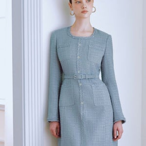[쥴리앤칼라] 25FW Calla129 GBTN Bella Tweed Dress Sky Blue_25JCFW08