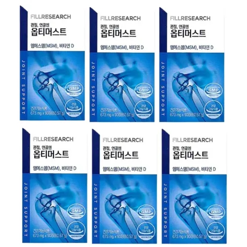 필리서치 옵티머스트 관절 연골 뼈 비타민D Opti MSM 90정 1개월 x 6박스
