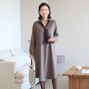 쉬즈마담 N2740 라인 루즈핏정장 스카프원피스 50대 엄마옷