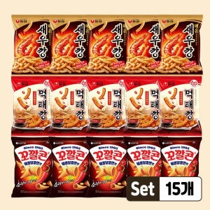 농심 매운새우깡 5개+먹태깡 고추장마요 5개+꼬깔콘 매콤달콤한맛 5개 총15개