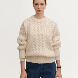 [룩캐스트] 제이드 울 케이블 스웨터_아이보리 / JADE WOOL CABLE SWEATER_IVORY LK2EWTKT008-IV