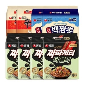 짜파게티 더블랙 16개+신라면 건면 10개+사천백짬뽕 8개 총34개