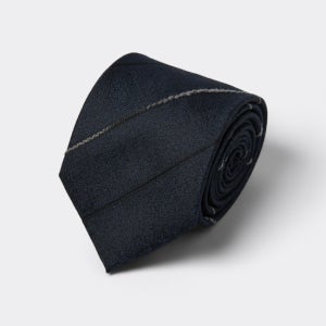 [커스텀멜로우][CUSTOMELLOW]Navy Silk Stripe Tie(CAAIX25516NYX)