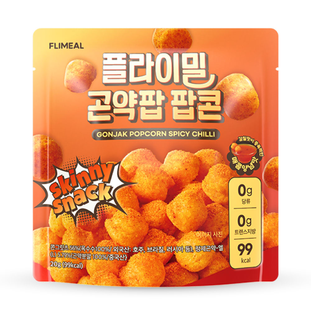 플라이밀 곤약팝 팝콘 매콤양념맛 제품 이미지