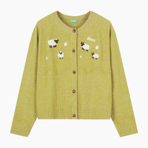 [베네통]2025 WINTER 양 자카드 케이블 가디건 BAKC70561GN