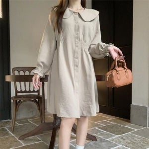 [에이치플러스몰] 심플한 베스트 빅카라 언밸런스 밴드라인미니드레스