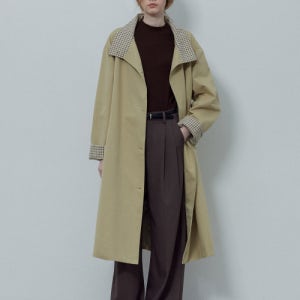 [르 스튜디오] 체크 라이닝 롱 트랜치 코트_베이지 LS253CT008CBE