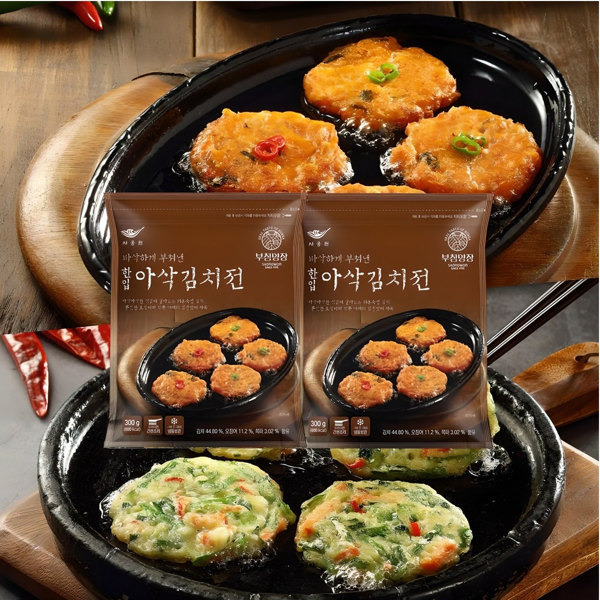 1+1 사옹원 한입아삭김치전 300g + 한입아삭김치전 300g 명절요리 간편요리 1세트
