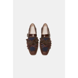 [슈콤마보니][SUECOMMA BONNIE][슈콤마보니]Curtain call fringe flat(DG1DA25504BRN)