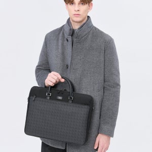 [닥스 액세서리 남성] [스테디셀러] 블랙 가죽배색 나일론 서류가방 WBBA4F015BK