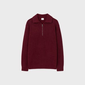 [시프트지] High Neck ZipUp Sweater  Red