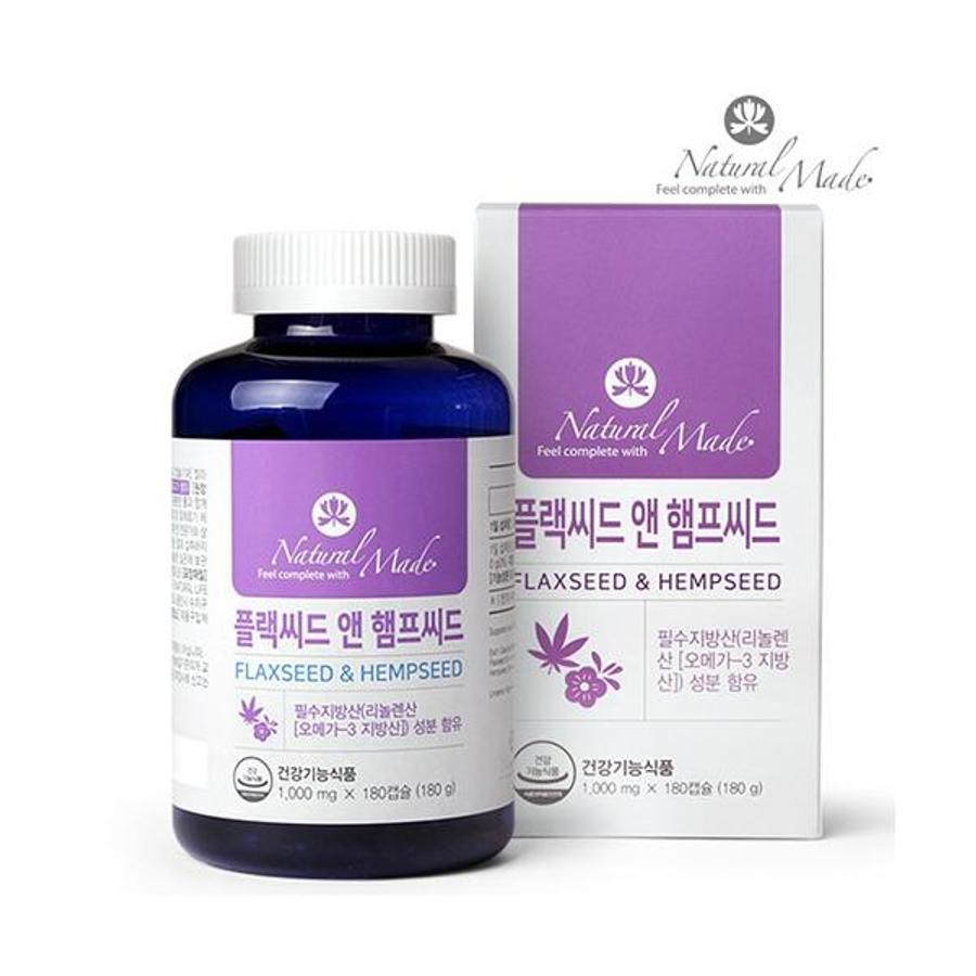 네츄럴<b>메이드</b> 플랙씨드오일 햄프씨드오일 180캡슐 리놀렌산