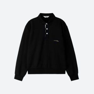 [문선] M.C UNISEX, Classic Polo Sweatshirt / Black MS253UCS01BK00