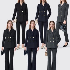 클래식 더블 브레스티드 블레이저 여자 정장세트(자켓+셔츠+바지) 3color 교복 학생복